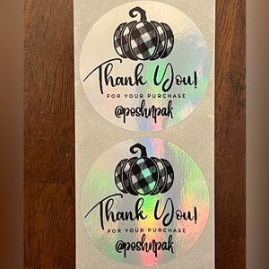 NEW! 100 SILVER HOLOGRAPHIC CUSTOM STICKERS with your Closet name- Plaid pumpkin